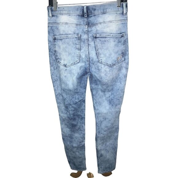 EXPRESS LADIES REGULAR LEGGINGS HIGH RISE ACID WASH 5 POCKET DENIM JEANS EUC 4 - Picture 2 of 10